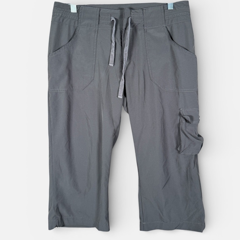 Alo Yoga Capri Pants Womens Small Gray Cargo Drawstring Pockets Travel Athletic